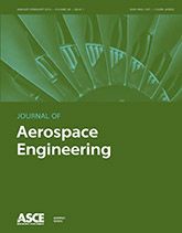 Journal of Aerospace Engineering cover with an up-close image of a turbine engine on a green background. The title of the journal as well as the ASCE logo are also on the cover.